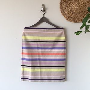 Lord & Taylor Striped Rainbow Colorblock Pencil skirt size 8